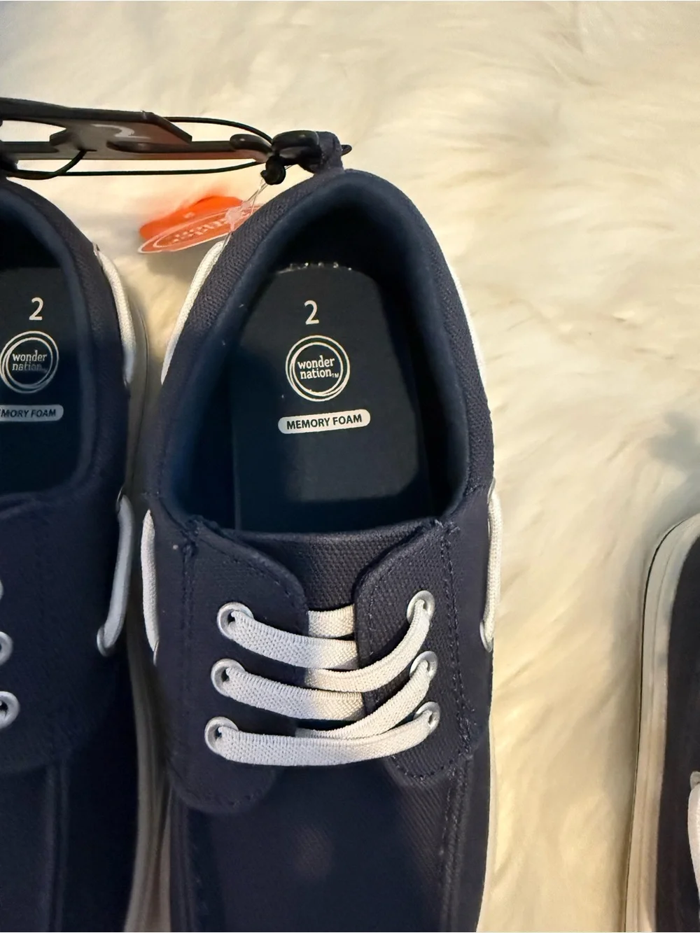 Memory Foam Canvas Sneakers - Navy with White Laces